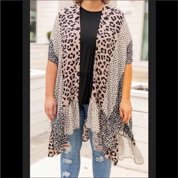 #27 Plus Size Leopard & Animal Print Ruffle Kimono/Duster * - Picture 3 of 11